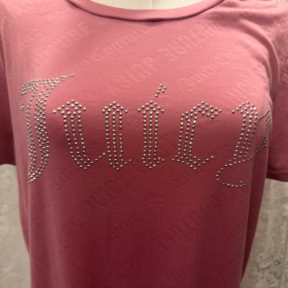 Juicy Couture Pink Rhinestone Mini T Shirt Dress - Picture 2 of 4
